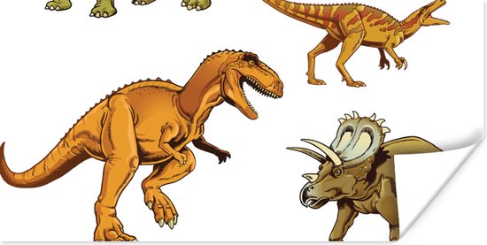 Poster kind - Dinosaurus - Tekening - Kinderen - Jongens - Wanddecoratie jongens - Kinder decoratie - 160x80 cm - Poster kinderkamer