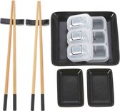 8-delige sushi serveer set voor 2 personen - keramiek - zwart
