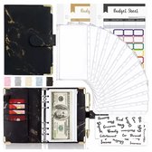 Budget binder, Budget planner met geld enveloppen, planner, binder, a6 marmer look, marmer bruin/zwart goud