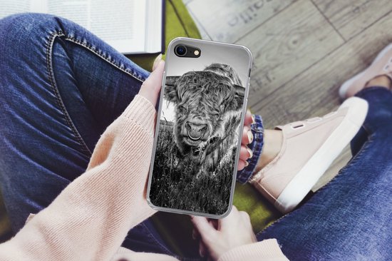 Coque iPhone 7 - Highlander écossais - Zwart - Wit - Siliconen