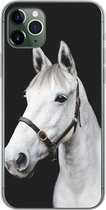Geschikt voor iPhone 11 Pro Max hoesje - Paard - Halster - Wit - Siliconen Telefoonhoesje
