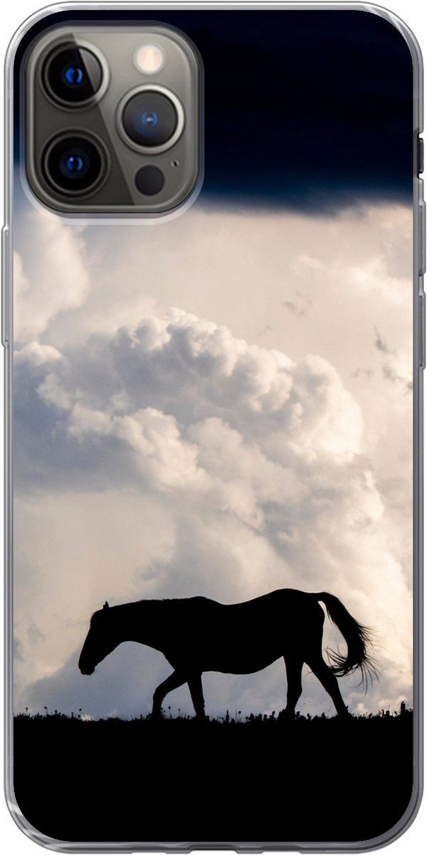 Telefoonhoesje Geschikt voor iPhone 13 Pro hoesje - Paard - Wolken - Schaduw - Siliconen Telefoonhoesje Telefoonhoesje