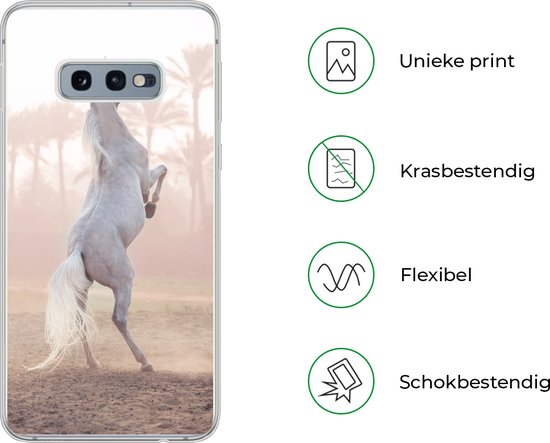 Coque Samsung Galaxy S10e - Cheval - Sable - Palmier - Coque de téléphone en Siliconen