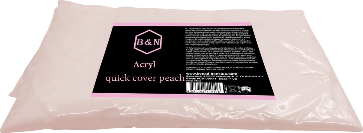 Acryl - quick cover peach - 500 gr | B&N - acrylpoeder - VEGAN - acrylpoeder
