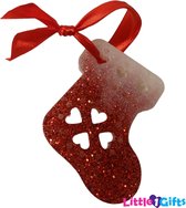 Little1gifts - Kerstdecoratie - Ornament - Kerstsok (christmas stocking)- Glitter