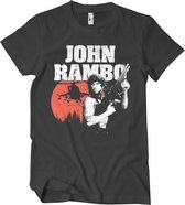 Rambo Heren Tshirt -L- John Rambo Zwart