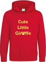 Pixeline Hoodie Cute Little Giraffe rood 1-2 jaar - Giraffe - Pixeline - Trui - Stoer - Dier - Kinderkleding - Hoodie - Dierenprint - Animal - Kleding