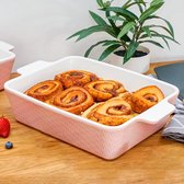 Grote keramische braadpan - extra hoge rand - antiaanbaklaag en krasbestendig - vierkant - roze