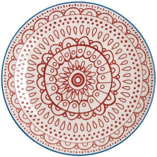 Van Well Emily 12-TLG. Ontbijtservies voor 6 personen, rood witte stippen, ontbijtborden koffiebeker, aardewerk servies set Van Well Emily 12-TLG. Ontbijtservies voor 6 personen, rood witte stippen, ontbijtborden koffiebeker, aardewerk servies set