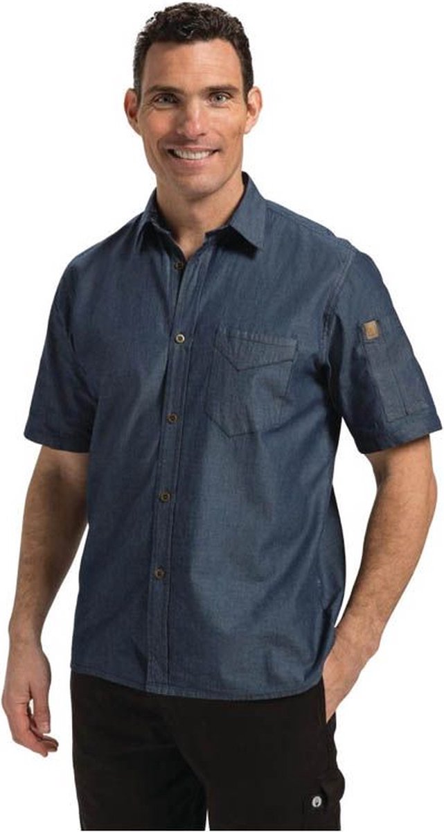 Chef Works Detroit Unisex Denim Shirt Korte Mouw Blauw XL B074-XL