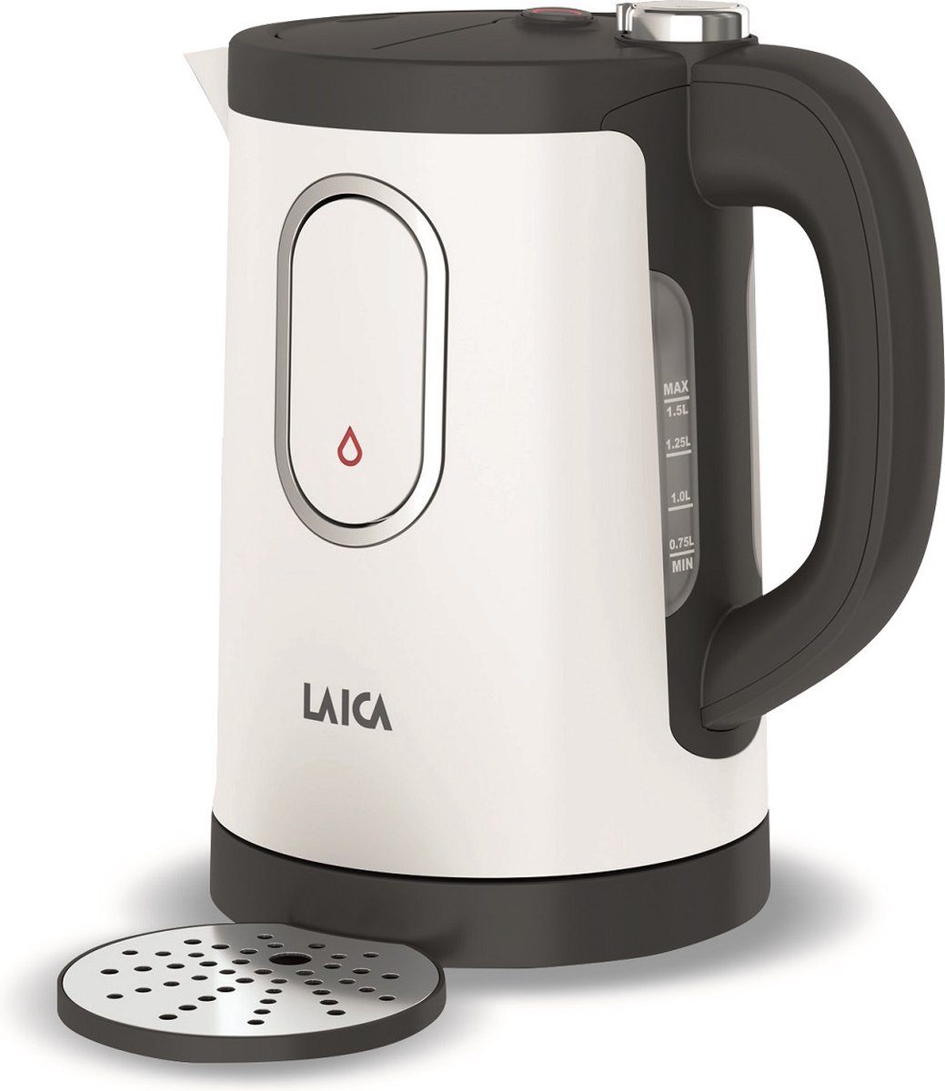 Laica DualFlo - 1,5 liter waterkoker wit - met 'one cup' heetwaterdispenser - energiezuinige, design waterkoker