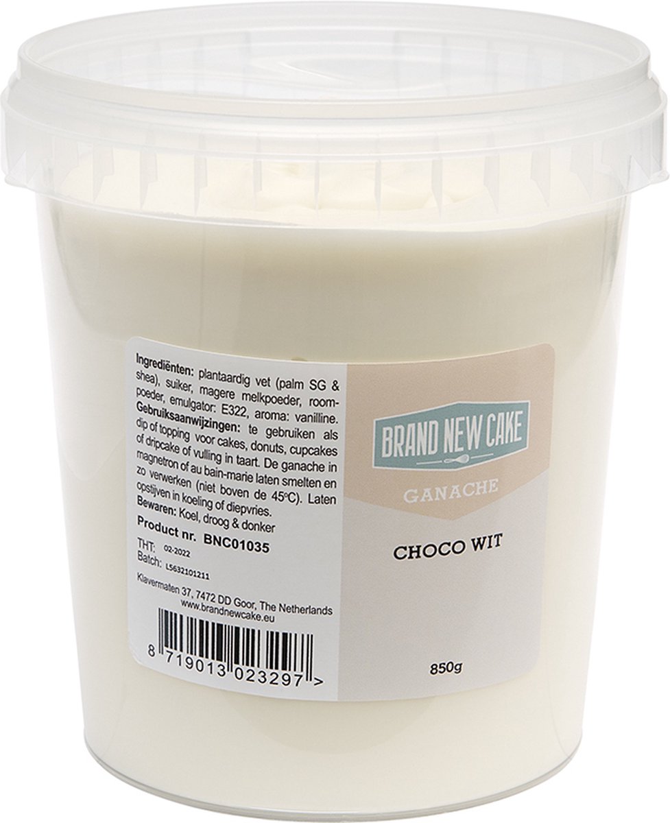 BrandNewCake® Chocolade Wit Ganache 850gr - Kant en Klaar Ganache - Ready To Use