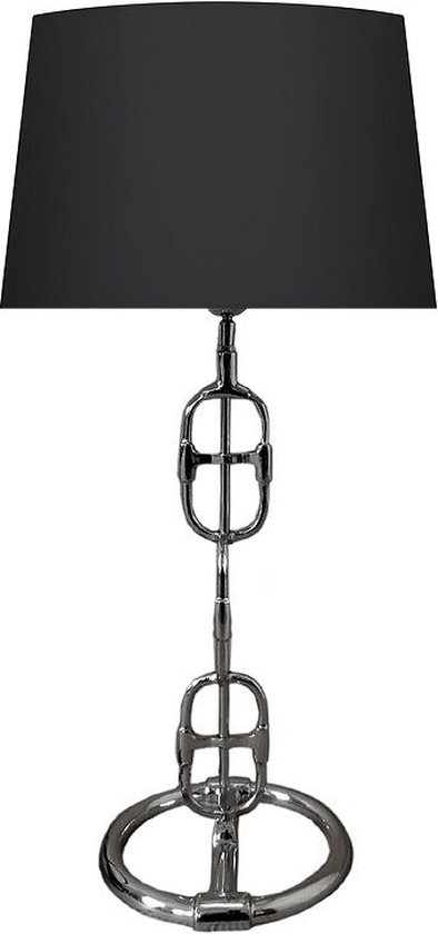 Tafellamp 25x25x58cm met zwarte stoffen kap (41x41x26cm)