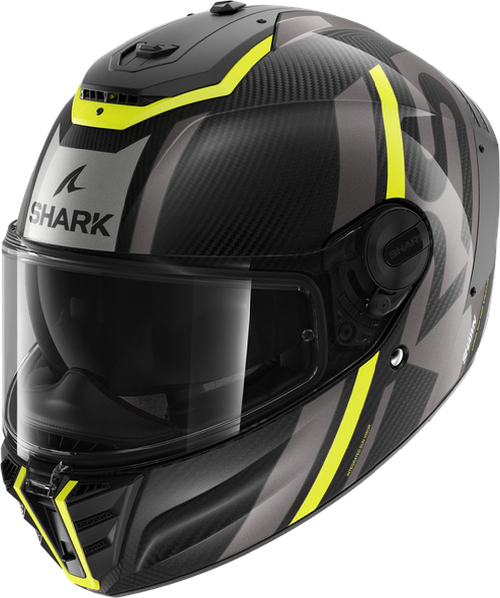 Shark Spartan RS Carbon Shawn Carbon Geel Antraciet DYA Integraalhelm L