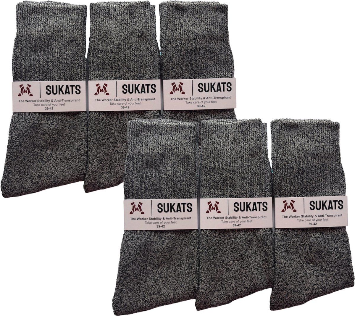 Sukats® Stable Worker - 6 Paar - Noorse Sokken - Noorse Werksokken - Unisex - Voordeelverpakking - Maat 39-42 - Noorse Werk Kousen