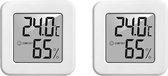 WiseGoods Luxe Hygrometer Binnen - Thermometer & Luchtvochtigheidsmeter - Wonen - Temperatuurmeter - Incl Batterij - Wit 2stuk