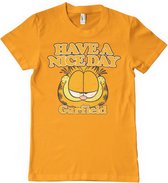 Garfield Heren Tshirt -M- Have A Nice Day Oranje