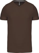 Chocolade T-shirt met V-hals merk Kariban maat L