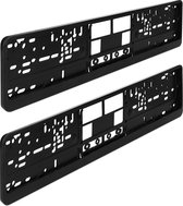 Navaris 2x kentekenplaathouder Europese standaard - Voor kentekenplaten van 52 x 11 cm - Nummerplaathouder - Zwart