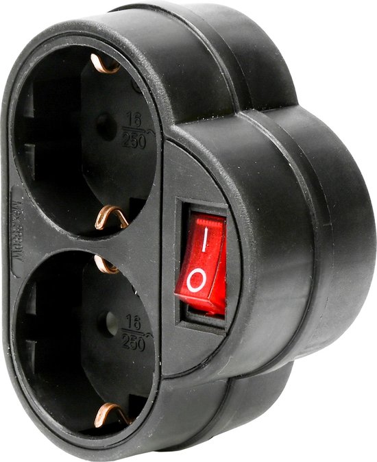 Benson Socket Duo - 2 fois - Terre de sécurité - Interrupteur - Zwart ...