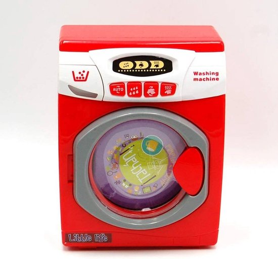 Speelgoedwasmachine - Tachan - Wasmachine voor Kinderen - Rood - Inclusief Batterijen