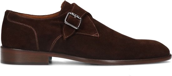 Manfield - Homme - Chaussures à boucle en daim marron - Taille 42 | bol.com