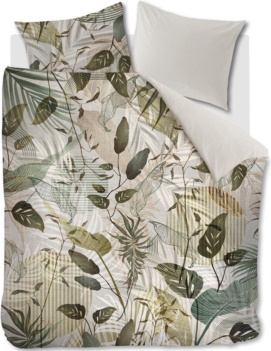 Riviera Maison Sunset Leafs dekbedovertrek - Tweepersoons - 200x200/220 - Groen