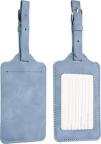 kwmobile 2x bagagelabel voor koffers - Set van 2 kofferlabels - 11 x 7 cm - Van kunstleer in blauwgrijs
