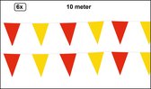 6x Vlaggenlijn rood/geel 10 meter - Meerkleurig - vlaglijn festival blok vlaglijn thema feest festival verjaardag landen