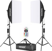 Neewer® - Softbox-Verlichtingsset voor Fotografie - Set van 2,4 W - Dimbaar - RGB LED-lichtkop met 2,4 G - Afstandsbediening - 50 x 70 cm - Softbox - Lichtstatief en Studio Foto Video - Draagtas - Softboxen