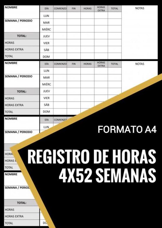 Registro de Horas - 4x52 Semanas - Formato A4 - cover