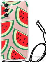 Smartphone hoesje Geschikt voor Samsung Galaxy S21 FE Telefoonhoesje met tekst met transparante rand Watermelons