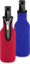 kwmobile 2 Flessenkoeler geschikt voor 330ml fles - Voor bier en andere koude drankjes - Van geïsoleerd neopreen - Hoes voor fles in blauw / rood.