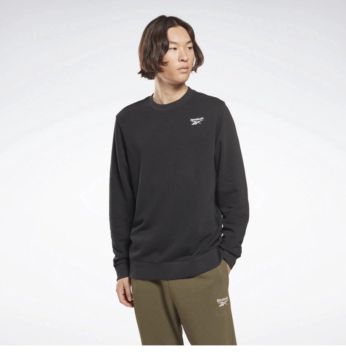 Reebok Sweater Identity Fleece Crew Heren Zwart
