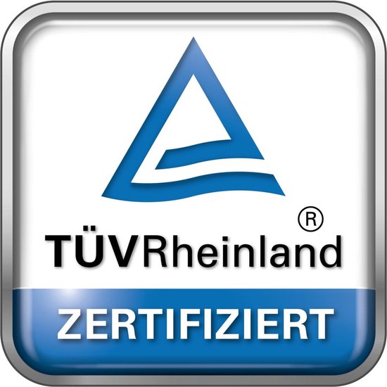 Blauwe TÜV Rheinland ZERTIFIZIERT-sticker.