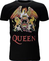 Queen Classic Crest Logo Band T-Shirt Zwart - Merchandise Officielle