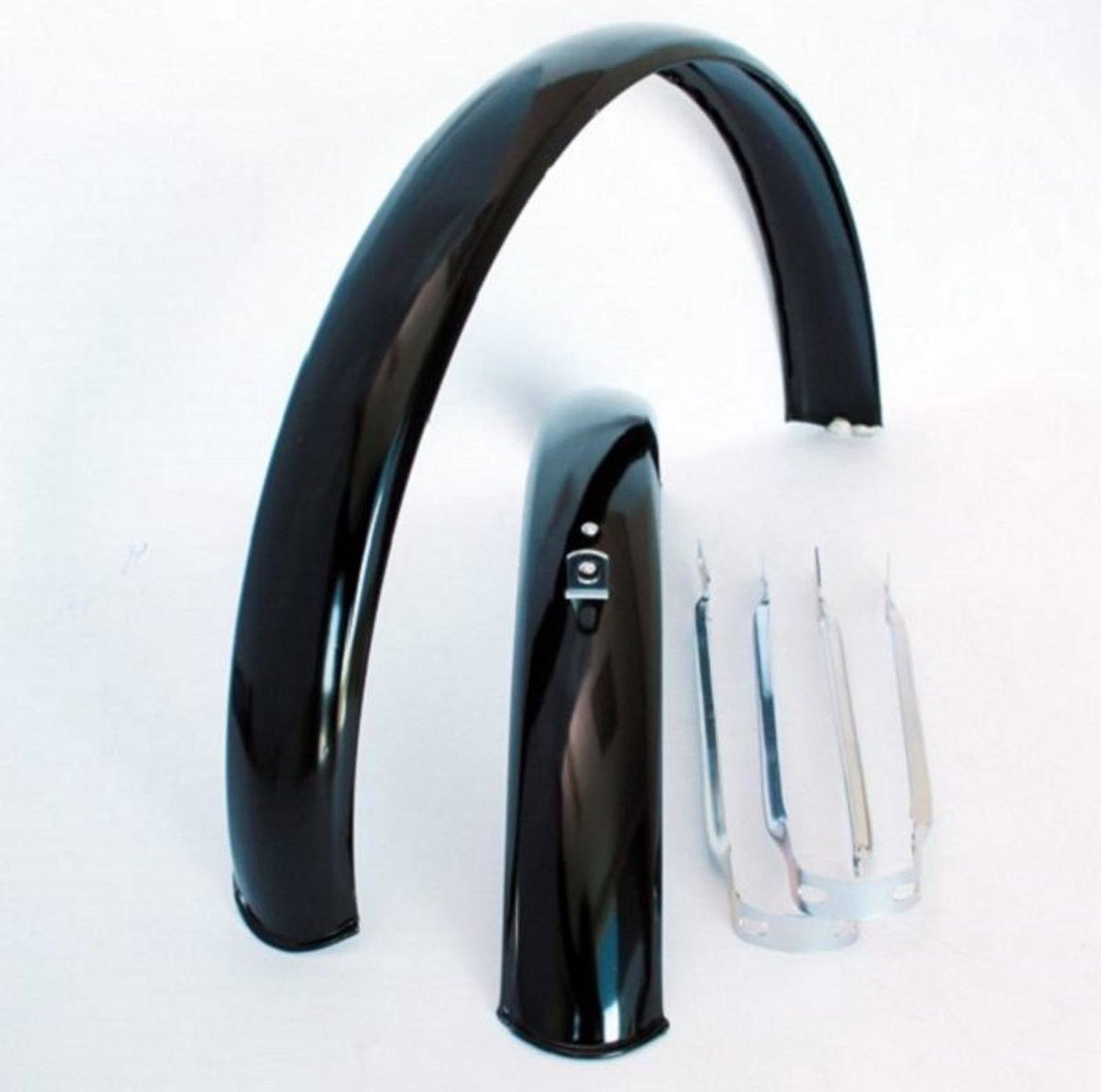 Amigo Spatbordset met stangen - 20 inch - metaal - zwart glans - superlicht en duurzaam