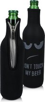 kwmobile 2x flessenkoeler - Koeltas van neopreen voor flessen - geschikt voor 330-500ml fles flesjes bier en frisdrank - In wit / zwart Don't Touch my Beer design