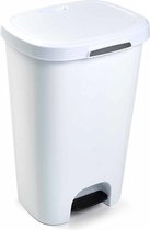 1x Poubelles en plastique / poubelles blanches 50 litres avec couvercle et pédale - Poubelles / poubelles / poubelles - Poubelles de bureau / cuisine