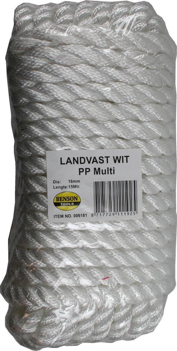 Landvast 16 mm x 15 meter  Wit