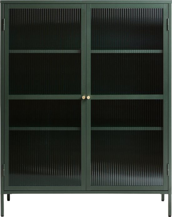 Vitrinekast Groen - Metaal - 40x110,9x140cm - Soft Closing - Vitrinekast Bronco - Giga Living