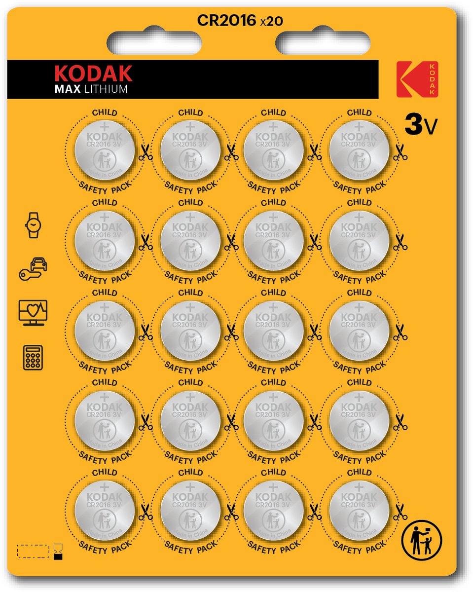 Kodak MAX lithium button CR2016 20 pack