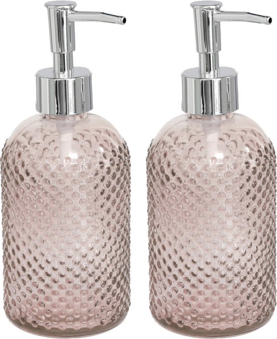 2x stuks zeeppompjes/zeepdispensers oud roze kleur glas 410 ML - Mooi  stijlvol druppel... | bol.com