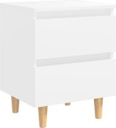 Table de chevet avec pieds en pin massif 40x35x50 cm blanc
