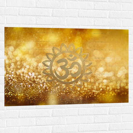 Muursticker - Hindoe Symbool Versierd door Gouden Details - 105x70 cm Foto op Muursticker