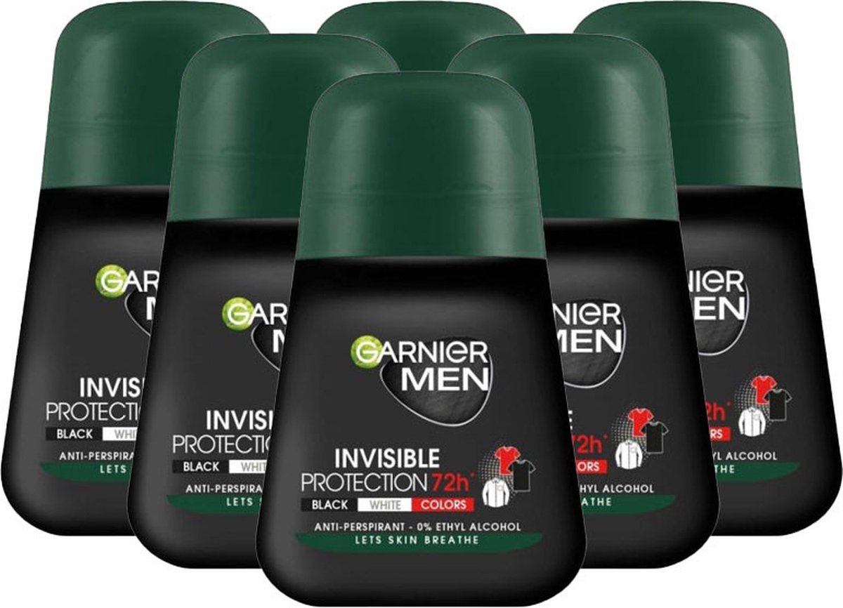 Garnier Men Invisible Protection Deodorant Man - 6 x 50ml - Anti Stain on BWC - Deodorant Man Voordeelverpakking