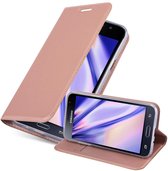 Cadorabo Hoesje voor Samsung Galaxy J3 2016 in CLASSY ROSE GOUD - Beschermhoes met magnetische sluiting, standfunctie en kaartvakje Book Case Cover Etui