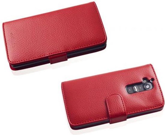 Cadorabo Custodia Libro per LG G2 in ROSSO CREMISI