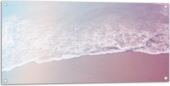 Tuinposter – Regenboog Gloed over Zee - 100x50 cm Foto op Tuinposter (wanddecoratie voor buiten en binnen)