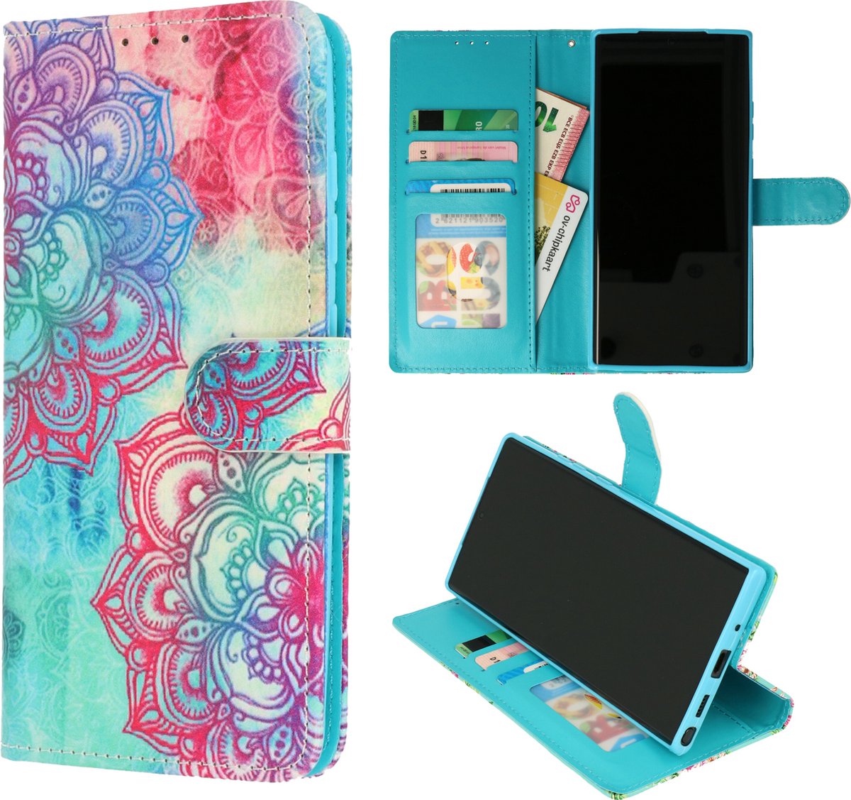 Casemania Hoesje Geschikt voor Samsung Galaxy S23 Ultra - Mandala Print - Portemonnee Book Case - Pasjeshouder/Magneetlipje